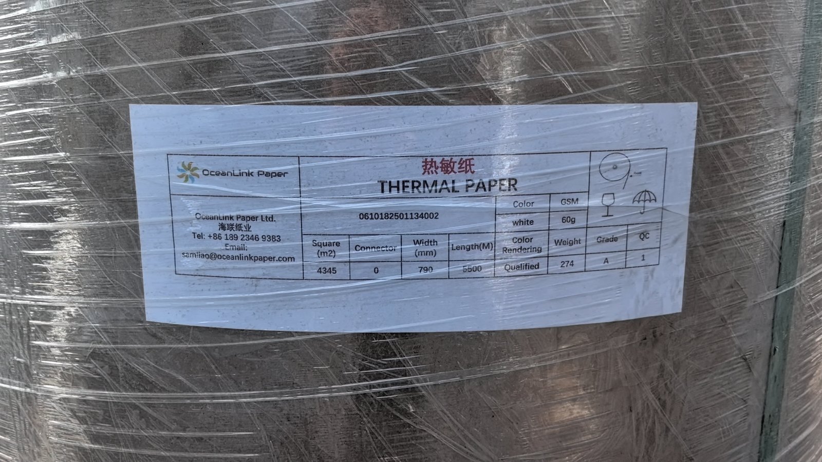 Jumbo thermal paper parent rolls for slitting and converting